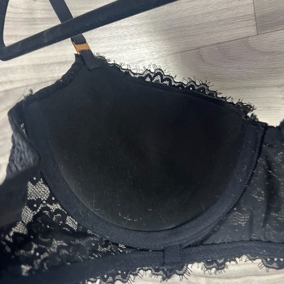 Aerie Balconette Lightly Lined Bra Women 36B Black Lace Floral Adjustable Straps - Picture 12 of 15